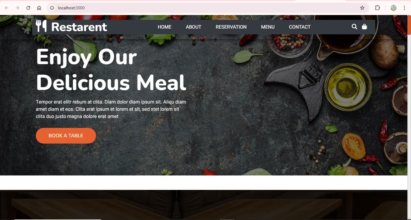 Restaurant Booking Homepage